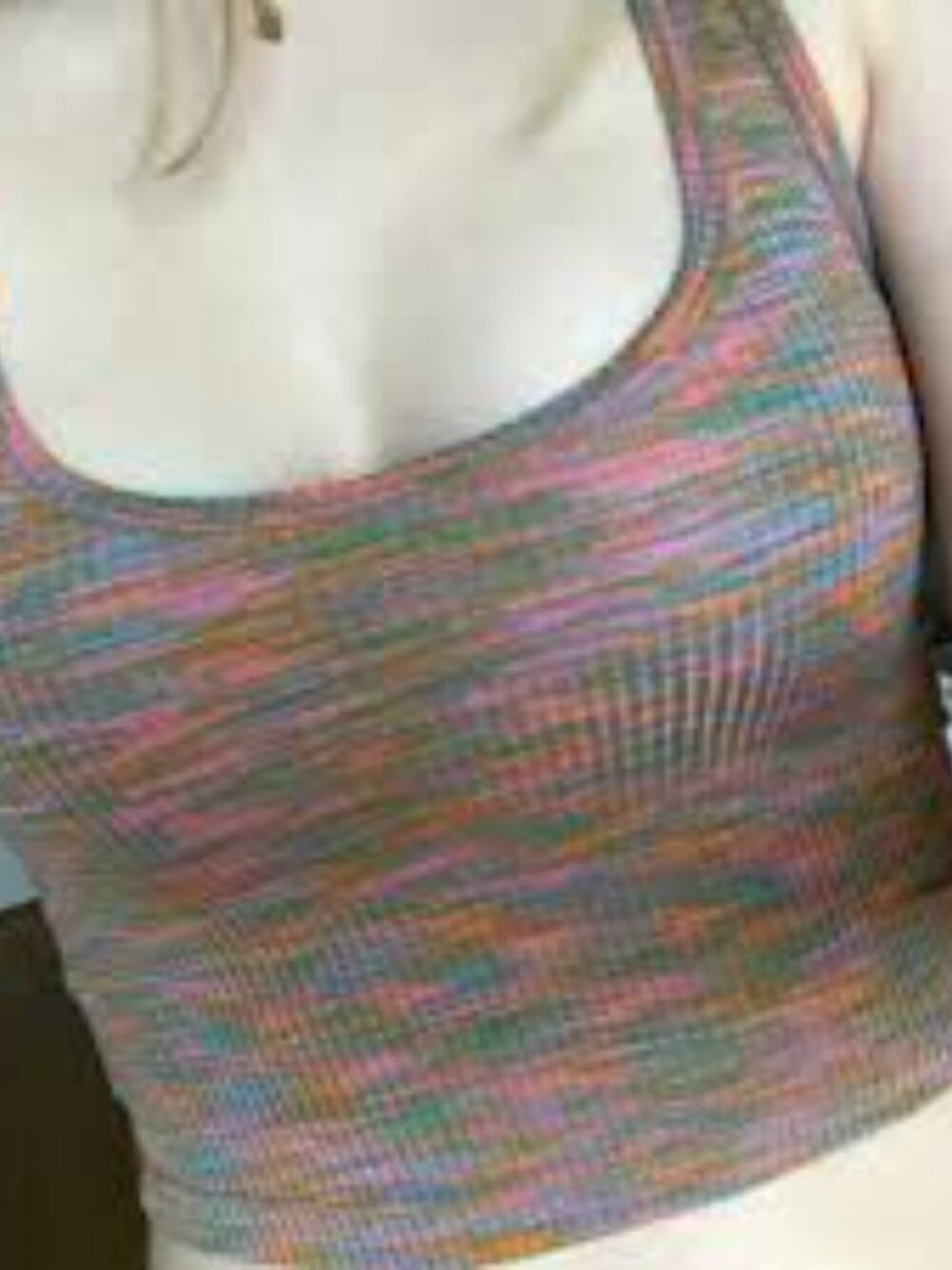 Multicolor Ribbed Halter Crop Top - Picture 3 of 7